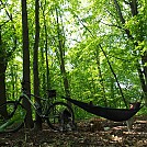 bike trail campsite hang by Stealthski in Hammock Landscapes