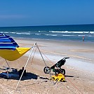 Beach hammock setup.