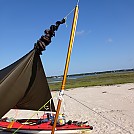 Kelty Poles tensa solo poles kayak camping on beach